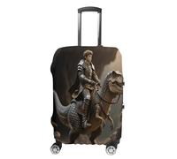 FekiLoot Dino Knight Rider Travel Luggage Cover Stretchable Airplane Suitcase Protector Sleeve Universal Washable Fit for 19-32 Inch Checked Baggage,Water Resistant Durable Luggage Protector, white