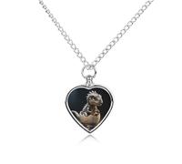 FekiLoot Dino Robot Urn Necklaces for Ashes Personalized Human Pet Cremation Jewelry Keepsake Locket Heart Pendant with Filling Kit Memorial Gift for Dog Cat Lover Women Men