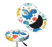FekiLoot Dinosaur Adorable Cartoon Pattern Round Bar Stool Covers Stretch Washable Bar Stool Covers Dustproof Slipcover Bar Chair Covers with Elastic Band for Bar Kitchen Living Room Decor 14 Inch