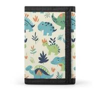 FekiLoot Dinosaur Pattern Wallet Compact Blocking Trifold Wallets with Zipper Minimalist Purse Wallet Credit Card Holder