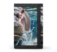 FekiLoot Diving Hippo Wallet Men's Trifold Wallet Extra Capacity Credit Card Holder Cards Purse Front Pocket