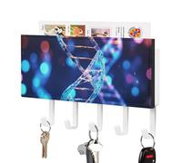 FekiLoot DNA Genetic Helix Key Holder for Wall Adhesive Key Hanger with 5 Hooks Wall Mounted PU Leather Key Storage Organizer Towel Hook for Entryway Hallway Living Room Office