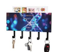 FekiLoot DNA Genetic Helix Key Holder for Wall Adhesive Key Hanger with 5 Hooks Wall Mounted PU Leather Key Storage Organizer Towel Hook for Entryway Hallway Living Room Office