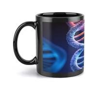 FekiLoot DNA Genetic Helix Mug Personalized Large Ceramic Coffee Mug with Handle Travel Tea Cups for Latte Mugs Gifts Party Cup Daily Office And Home Use 11 OZ/330 ML (Black)