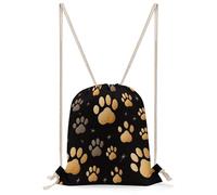 FekiLoot Dog Paw Print Drawstring Backpack Sports Gym Bag Drawstring Bags Foldable Backpack for Women Men