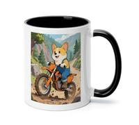 FekiLoot Dog Riding Motorcycles Coffee Mug 12oz Ceramic Coffee Cup with Handle Novelty Color Mugs Tea Cup for Home, Office & Cafe Use, Microwave & Dishwasher Safe
