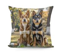 FekiLoot Dogs Sitting Together Pillow Cover Soft Plush Throw Pillow Covers Decorative Cushion Covers with Invisible Zipper Pillowcase Sofa Pillow Sham Breathable Pillow Protector 18x18 Inch