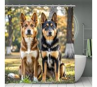 FekiLoot Dogs Sitting Together Shower Curtain Waterproof Fabric Shower Curtain Polyester Bath Curtains for Bathroom with Hooks Quick-Drying Magic Bathroom Curtains 70.8x70.8 Inch