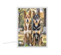 FekiLoot Dogs Sitting Together Vanity Mirror with Lights Portable Lighted Beauty Mirror Three Color Lighting Modes Dimmable LED Lighted Decoration Desk Mirrors for Vanity Desk Bedroom