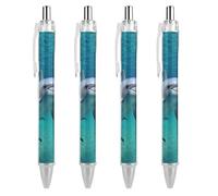 FekiLoot Dolphins Underwater Ballpoint Pens Retractable Black Ink Ballpoint Pens 0.5mm Medium Point Smooth Writing Pattern Pen with Super Soft Grip Cute Work Supplies for Men Women 4 PCS