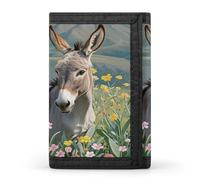 FekiLoot Donkey And Flower Men's Wallet Extra Capacity Trifold Wallet Thin & Stylish Trifold Card Holder with ID Window