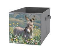 FekiLoot Donkey And Flower Storage Cubes Foldable Decorative Fabric Storage Baskets for Organizing Home Organizers with Handles Large Fabric Storage Baskets for Shelves for Clothes Books