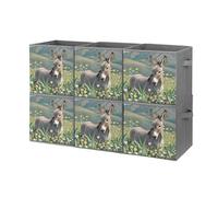 FekiLoot Donkey And Flower Storage Cubes Foldable Decorative Fabric Storage Baskets for Organizing Home Organizers with Handles Large Fabric Storage Baskets for Shelves for Clothes Books