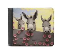 FekiLoot Donkey And Flower Wallet Fashionable Slim Leather Wallet with Multiple Card Slots And Hidden Compartments Wallets