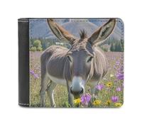 FekiLoot Donkey And Flower Wallet Large Capacity Slim Bifold Wallet with Multiple Card Slots PU Leather Men Purse