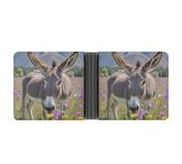 FekiLoot Donkey And Flower Wallet Slim Leather Bifold Wallet Extra Capacity Wallets with Multiple Card Slots Men Billfold