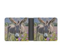 FekiLoot Donkey And Flower Wallet Slim PU Bifold Design Wallet with Multiple Card Slots Wallets Extra Capacity Pocket Wallets