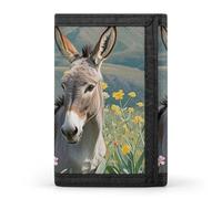 FekiLoot Donkey And Flower Wallet Slim Trifold Wallets with Multiple Card Slots Credit Card Holder Pocket Coin Purse