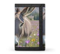 FekiLoot Donkey And Flower Wallet Slim Trifold Wallets with Multiple Card Slots Credit Card Holder Pocket Coin Purse