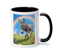 FekiLoot Donkey & Butterflies (Rainbow) Coffee Mug 12oz Ceramic Coffee Cup with Handle Novelty Color Mugs Tea Cup for Home, Office & Cafe Use, Microwave & Dishwasher Safe
