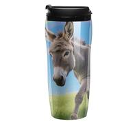FekiLoot Donkey & Butterflies (Rainbow) Insulated Tumbler Reusable Plastic Iced Coffee Cup with Lid Double Walled Hot Coffee Travel Mug Gifts for Women Men BPA Free 12 Oz