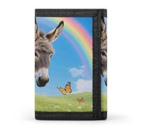FekiLoot Donkey & Butterflies (Rainbow) Slim Wallet Trifold Wallet Credit Card Holder Wallets Stylish Money Clip for Men Women