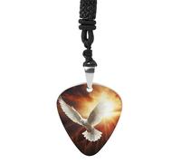 FekiLoot Dove Sun Art Guitar Pick Necklace for Women&Men Personalized Pendant Necklaces Exquisite Metal Necklaces Cool Guitar Pick Holder Necklace Unique Gifts for Adult