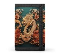 FekiLoot Dragon Chinese Background Wallet for Women Men Trifold Wallet Large Front Pocket Wallets Travel Slim RFID Blocking Wallets Coin Purse Credit Card Holder