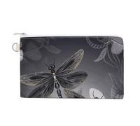 FekiLoot Dragonflies Grey Coin Purse,Travel Portable Keychain Wallet Canvas Coin Wallets Mini Zipper Tool Bag Lightweight Change Purse