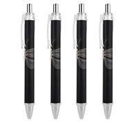 FekiLoot Dragonfly Black Ballpoint Pens Retractable Black Ink Ballpoint Pens 0.5mm Medium Point Smooth Writing Pattern Pen with Super Soft Grip Cute Work Supplies for Men Women 4 PCS