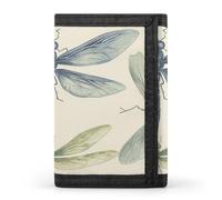 FekiLoot Dragonfly Drawing Wallet Compact Blocking Trifold Wallets with Zipper Minimalist Purse Wallet Credit Card Holder