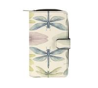 FekiLoot Dragonfly Drawing Wallet for Men Women Large Capacity Purse Clutch Bag Handbag Checkbook Cash Credit Cards