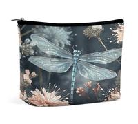 FekiLoot Dragonfly Flower Toiletry Bag Travel Cosmetic Bag with Zipper Personalized Makeup Pouch Makeup Pouch for Women for Use in Daily Life Travel Other Occasions