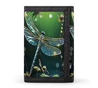 FekiLoot Dragonfly Green Wallet for Women Men Trifold Wallet Large Front Pocket Wallets Travel Slim RFID Blocking Wallets Coin Purse Credit Card Holder