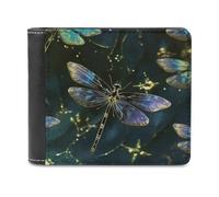 FekiLoot Dragonfly Leather Wallet for Women&Men Billfold Purse Credit Card Holder Slim Bifold Wallet Front Pocket Wallets