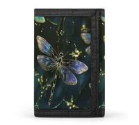 FekiLoot Dragonfly Wallets Exquisite Trifold Wallet Front Pocket Wallet with Zipper Keychain Coin Purse Credit Card Holder for Adult