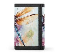 FekiLoot Dragonfly Watercolor Painting Trifold Wallet Slim Minimalist Front Pocket Men's Passcase Wallet Credit Card Holder