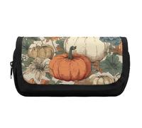 FekiLoot Drawn Autumn Pumpkin Pencil Case Office Pencil Box Large Capacity Pencil Box Pouch Holder Double Zipper Pencil Case Use to Organize Desktop And Plan Space Home Office