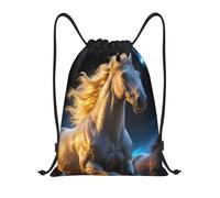 FekiLoot Drawstring Backpack String Bag Lightweight Sport Gym Travel Sackpack Cool Running Horse Cinch Bags Waterproof Beach Bag For Women Men, Black, 19.6x16.5 inch