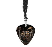 FekiLoot Drum Set Guitar Pick Necklace for Women&Men Personalized Pendant Necklaces Exquisite Metal Necklaces Cool Guitar Pick Holder Necklace Unique Gifts for Adult