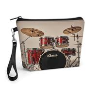 FekiLoot Drum Set-standard Makeup Bag for Purse, Waterproof Funny Cosmetic Bag for Women, Zipper Travel Pouch Gift 8.9×5.7 Inch