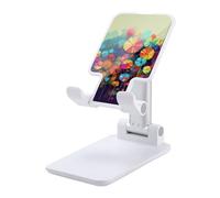 FekiLoot Dual Folding Cell Phone Stand Abstract Style Colorful Flowers Foldable Adjustable Desktop Phone Holder Compatible with All Phones 4-13 Inches