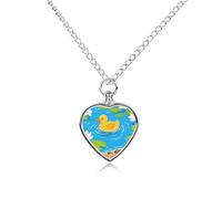 FekiLoot Ducks in The Water Urn Necklaces for Ashes Personalized Human Pet Cremation Jewelry Keepsake Locket Heart Pendant with Filling Kit Memorial Gift for Dog Cat Lover Women Men