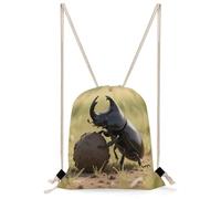 FekiLoot Dung Beetle Rolling Ball Drawstring Backpack Sports Gym Bag Drawstring Bags Foldable Backpack for Women Men