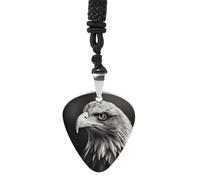 FekiLoot Eagle Black And White Guitar Pick Necklace for Women&Men Personalized Pendant Necklaces Exquisite Metal Necklaces Cool Guitar Pick Holder Necklace Unique Gifts for Adult