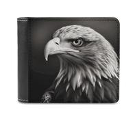 FekiLoot Eagle Black And White Leather Wallet for Women&Men Billfold Purse Credit Card Holder Slim Bifold Wallet Front Pocket Wallets