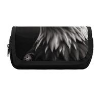 FekiLoot Eagle Black And White Pencil Case Portable Zipper Large Capacity Pencil Bag Handheld Multi Function Portable Pencil Pouch Organizer for Family Office Supplies