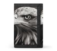 FekiLoot Eagle Black And White Wallet Compact Blocking Trifold Wallets with Zipper Minimalist Purse Wallet Credit Card Holder