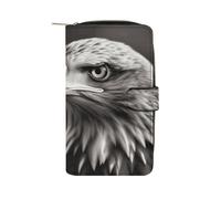 FekiLoot Eagle Black And White Wallet for Men Women Large Capacity Purse Clutch Bag Handbag Checkbook Cash Credit Cards