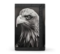 FekiLoot Eagle Black And White Wallet for Women Men Trifold Wallet Large Front Pocket Wallets Travel Slim RFID Blocking Wallets Coin Purse Credit Card Holder